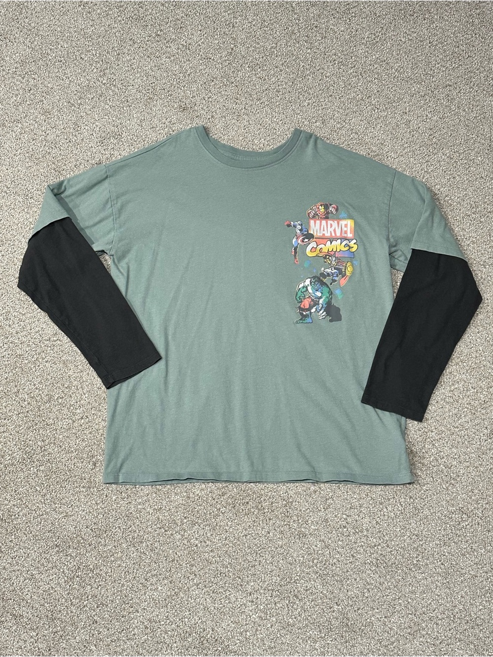 Old Navy Boys Marvel Comics Faux Layered Long Sleeves Tee